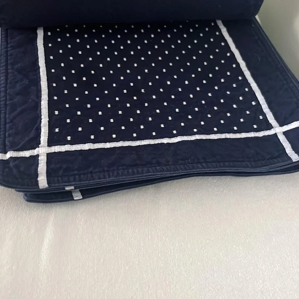 Blue Cloth Placemats White Embroidery Accents  SET OF 12!!!!   17.75 X 12   Farm